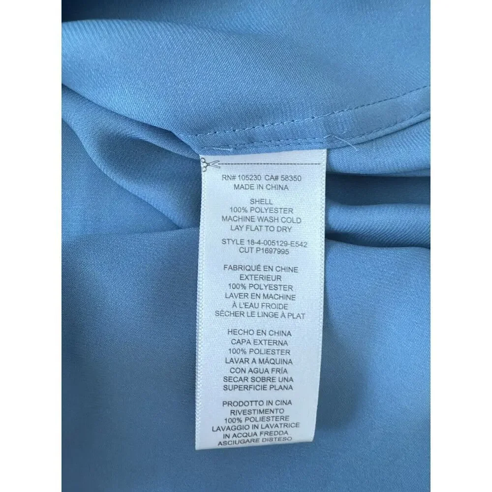 Equipment Femme Satin Shortsleeve Button Shirt Blue Preppy Office Old Money Chic - Picture 10 of 11
